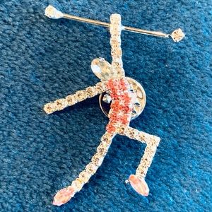 Baton twirler pin rhinestone crystal dancer brooch